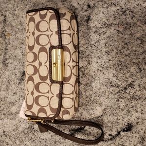 Coach Brown and Tan Wristlet- Authentic